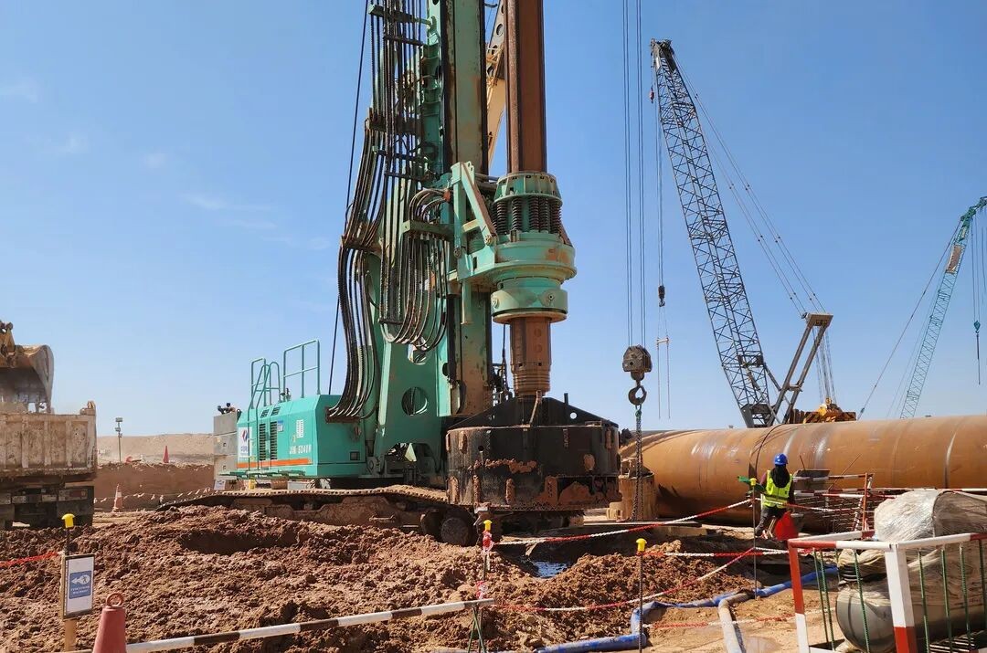 中国水电基础局携手上海金泰，共筑中东基建新里程碑106.16米超深桩